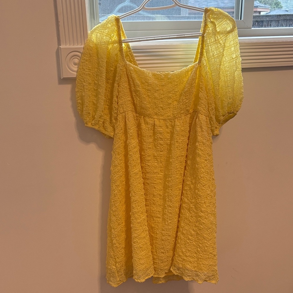 SHEIN Yellow Puff Sleeve Sundress